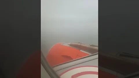 Bumpy landing in bad weather, wind, rain, & low cloud at Gatwick Airport in Easyjet Airbus A321