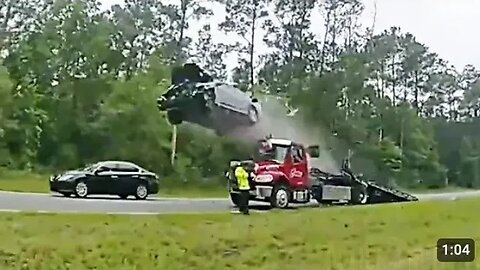 Car Launches Off Tow Truck Ramp in Lowndes County, Georgia