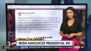 Trump reacts to Biden's presidential bid