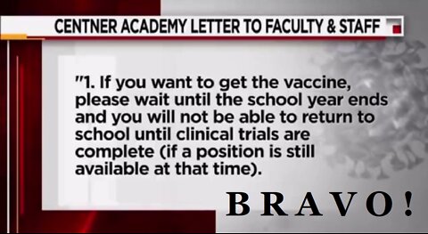 FLORIDA PRIVATE SCHOOL WARNS TEACHERS THEY WILL BE OUT OF WORK IF THEY GET INJECTED!!