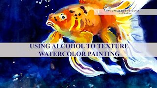 Easy goldfish portrait in watercolor: negative painting and using salt for texture