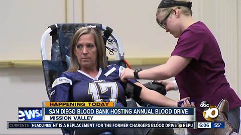 San Diego Blood Bank hosting annual blood drive