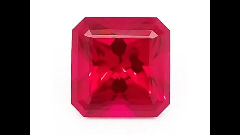 Chatham Created Square Radiant Cut Ruby: Lab-grown square radiant cut rubies