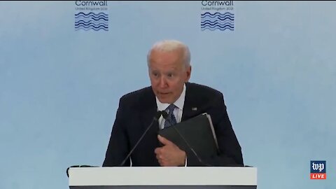Biden Cowers Behind His Podium After Saying His Staff May Get Him in Trouble