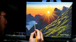 Acrylic Landscape Painting of a Mountain Sunrise - Time Lapse - Artist Timothy Stanford
