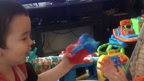 Big Brother Helps Baby by airplane