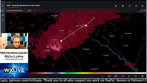 WxLive Tornado Warning South Carolina 3/23/22 615 PM