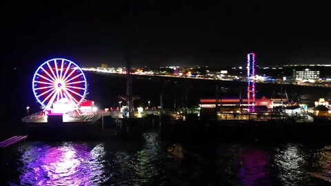 Pleasure Pier in Galveston TX. Mini 3 Pro drone at night