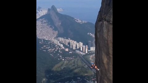 Rio de Janeiro, Brazil Descent from a cliff, 844 meters high, in Tijuca National Park