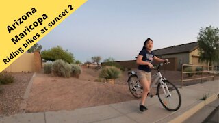 Arizona Maricopa Riding bikes at sunset with Sofia 2