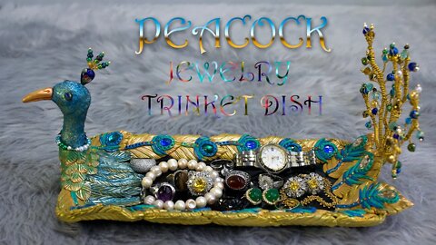 Making a Peacock Jewelry Trinket using Old chipped off Sushi Plate | Polymer Clay | Upcycling