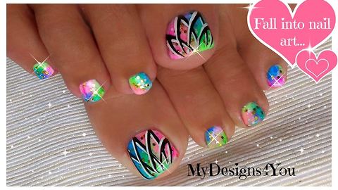 How to create a neon toenail art design