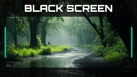 Black Screen Soothing Rain On Grass Sound | Forest Sounds, Relaxing River, Thunder Sounds | 4K Video