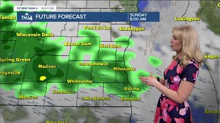 Scattered rain, chance t-showers Sunday