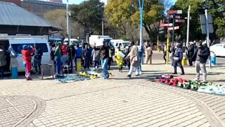 (S)Carl Niehause and ANC members marching to Luthuli House