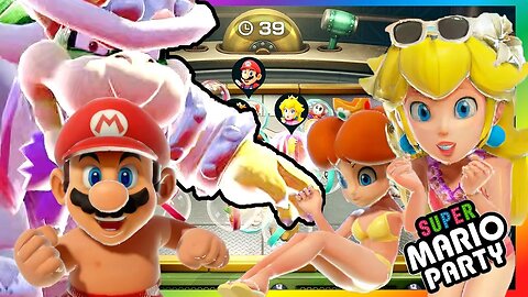 Super Mario Party - Just Bumper Brawl Minigame - Peach Daisy VS Mario Bowser