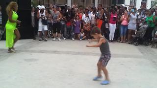 Boy from audience turns out to be natural rumba dancer