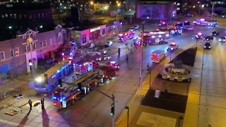 Overview of the partial building collapse near Westport