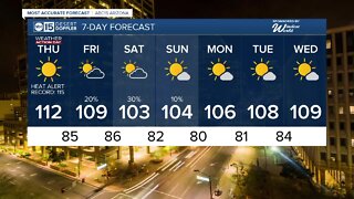 Excessive Heat Warning Thursday, Monsoon chances by Friday