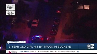 Three-year-old taken to a hospital after being hit by pickup truck