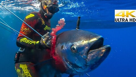 Giant BLUEFIN TUNA Spearfishing🔪CATCH and COOK