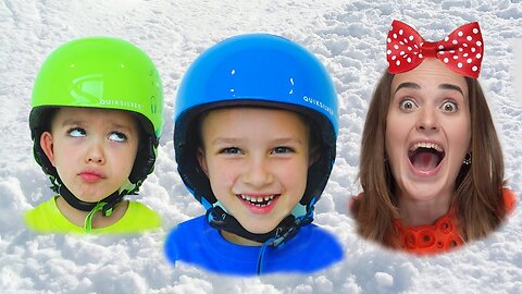 Vlad and Nikita had a Fun playing with Mom and Snow in the winter playcenter!