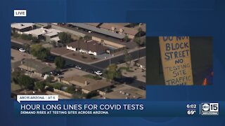 Some COVID testing sites see five hour wait times as cases rise in Arizona