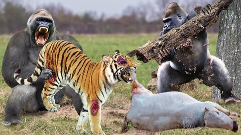 How wonderful! Brave Baboon Saves Cow From Fierce Tiger | Tiger Failed Hunt