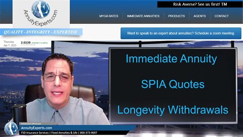 Immediate Annuities - Lifetime Income Annuity rates April 2022 and other long term income options.