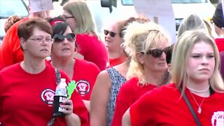 Healthcare workers for Catholic Health rally for better pay, more staff