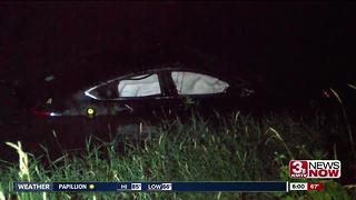 Car ends up in creek after crash