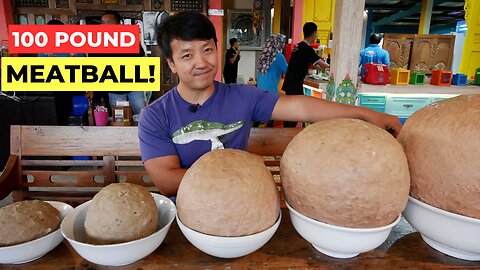 100 Pound GIANT STUFFED MEATBALL Food Challenge in Indonesia!