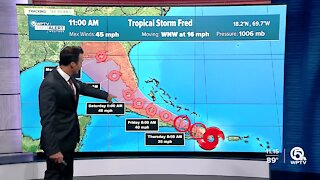 Tropical Storm Fred nears Dominican Republic; path remains toward Florida