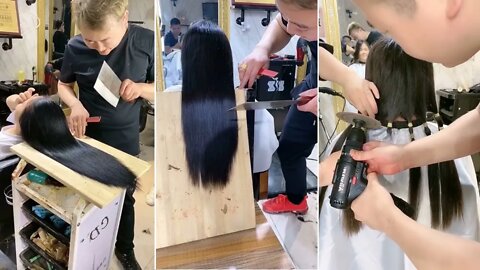 chinese funny hair cutting | long hair cuting styles | 12