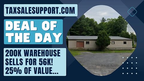 Commercial Warehouse sells for $56,000! Valued at over $200,000+: Deal of the Day