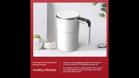 Electric Coffee Mug USB Rechargeable Automatic Magnetic Cup IP67 Waterproof Food-Safe