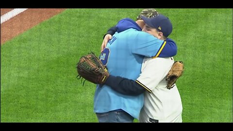 Tucker Sparks throws out first pitch at Brewers home opener