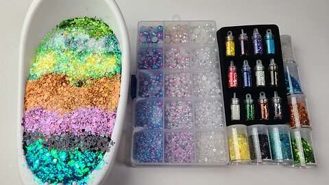 How to Make Satisfying Video ASMR _ Mixing all Slime with Paint and Mixing Glitters _ Bathtub