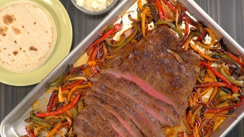 Sheet Pan Fajita Flank Steak