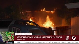 Fire spreads from car to home in Rolando