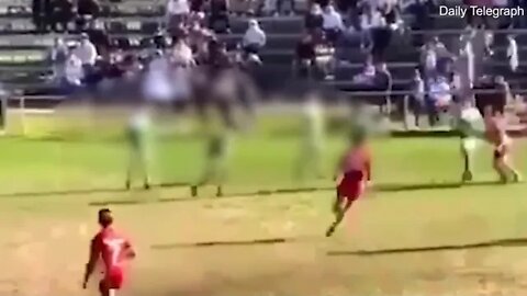 Video: Spectator verbally abuses teen footy player after a sickening brawl
