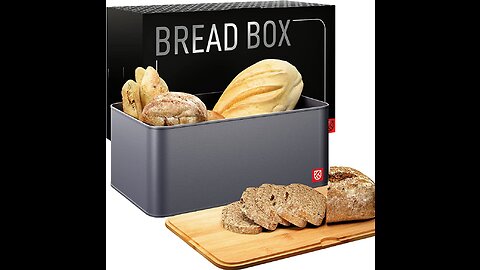 PARANTA Set of 2 Metal Bread Boxes Kitchen Storage Bread boxcontainerBinHome Kitchen Gifts W...