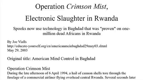 OPERATION CRIMSON MIST, ELECTRONIC SLAUGHTER IN RWANDA AND 5G MICROWAVE WEAPONS