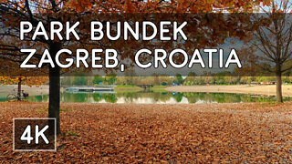 Walking Tour: Autumn Colors in Park Bundek - Zagreb, Croatia - 4K UHD