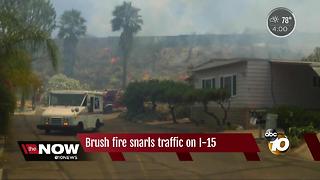 Brush fire snarls traffic on I-15