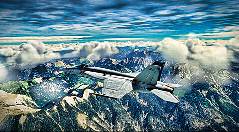 FA 18 E\F Innsbruck Austria. Flying around checking out the area. Landing attempts.
