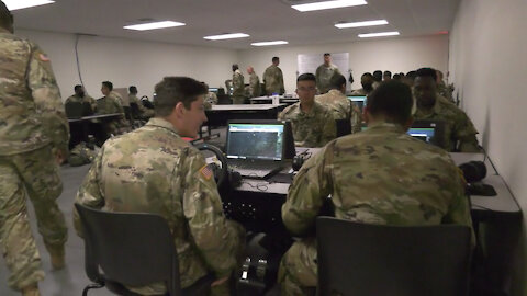 U.S. Army Reserve Soldiers train with simulators during WAREX 86-21-03 at Fort McCoy, WI