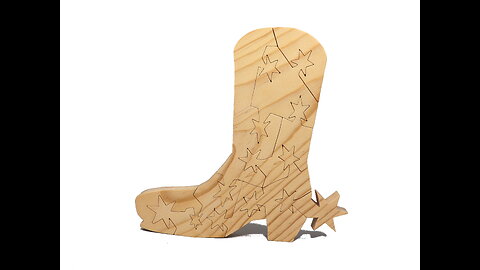 Wooden Cowboy Boot Puzzle With Unique Star Shaped Locking Tabs 1363137056