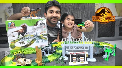 Evana and Brother PLAY DINOSAUR FLEXILE TRACK| JURRASIC WORLD DOMINION TOYS