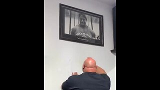 Brian Shaw takes down poster of Arnold Schwarzenegger after "Screw Your Freedom" comment.